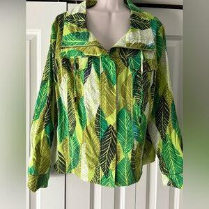 Berek wearable art green palm leaves jacket xl